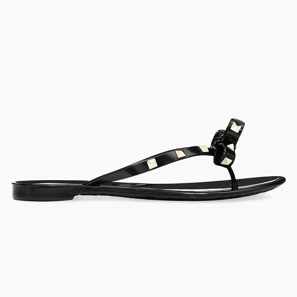 Valentino Garavani Rubber Rockstud Thongs in Black Size 39 - Picture 4 of 10